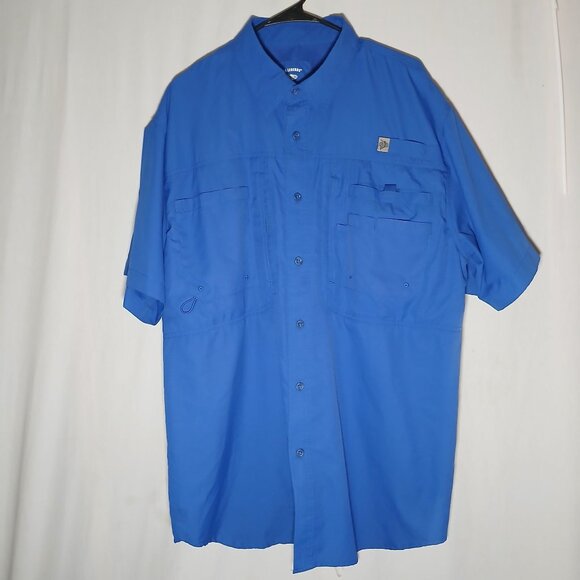 Reel Legends Mens Fishing Shirt Size Large Mesh Lined Short Sleeve Blue Polyeste - Picture 11 of 14